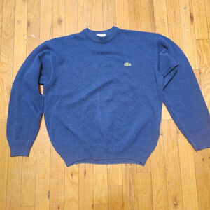 Lacoste Men's Virgin Wool Blue Crewneck Sweater Size 4 Medium
